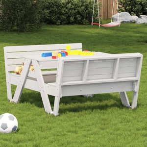 vidaXL Masă de picnic pentru copii alb 88x122x58 cm, lemn masiv de pin imagine