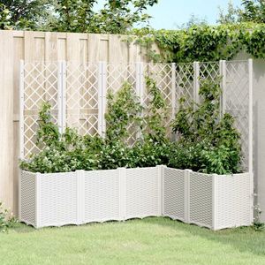 vidaXL Jardinieră de grădină cu spalier, alb, 160x120x140 cm PP imagine