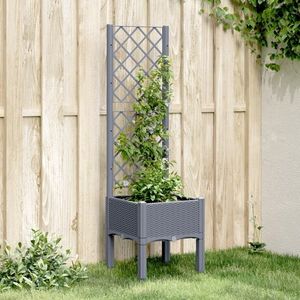vidaXL Jardinieră de grădină cu spalier, gri, 40x40x142 cm, PP imagine