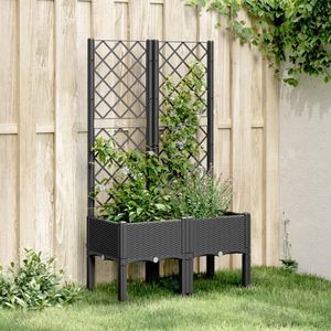 vidaXL Jardinieră de grădină cu spalier, negru, 80x40x142 cm, PP imagine