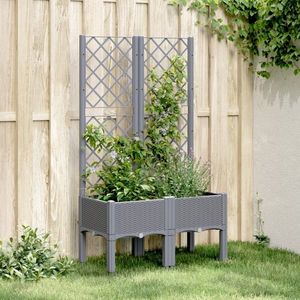 vidaXL Jardinieră de grădină cu spalier, gri, 80x40x142 cm, PP imagine