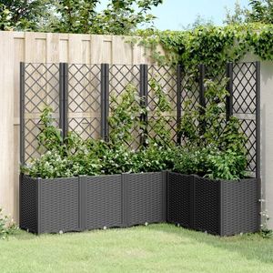 vidaXL Jardinieră de grădină cu spalier, negru, 160x120x140 cm, PP imagine