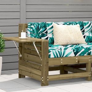 vidaXL Canapea de grădină cu cotieră și masă laterală, lemn pin tratat imagine