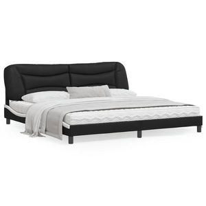 vidaXL Cadru de pat cu lumini LED negru/alb 200x200 cm piele ecologică imagine
