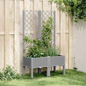 vidaXL Jardinieră de grădină cu spalier, gri deschis, 80x40x142 cm, PP imagine