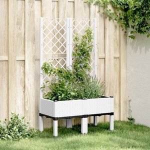 vidaXL Jardinieră de grădină cu spalier, alb, 80x40x142 cm, PP imagine