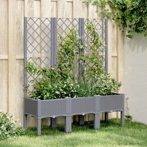 vidaXL Jardinieră de grădină cu spalier, gri, 120x40x142 cm, PP imagine