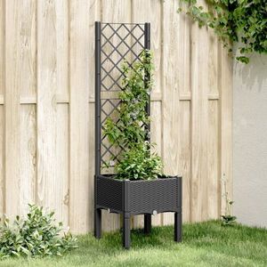 vidaXL Jardinieră de grădină cu spalier, negru, 40x40x142 cm, PP imagine