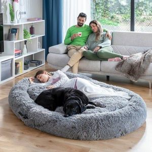 Perna de podea pentru relaxare Human Dog Bed XXL, InnovaGoods, 190 x 140 x 25 cm, poliester, gri imagine