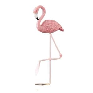 Figurina decorativa Flamingo, metalic, roz, 18 cm imagine