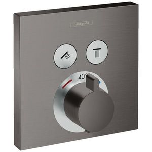 Baterie cada - dus termostatata Hansgrohe ShowerSelect cu montaj incastrat necesita corp ingropat negru periat imagine