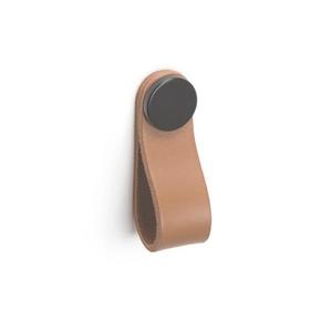 Maner, buton Flexa din piele bej pentru mobilier, cu ornament finisaj negru, L 70 mm - Viefe imagine