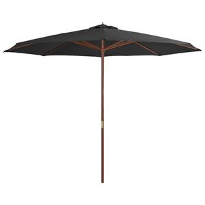 vidaXL Umbrelă de soare de exterior, stâlp din lemn, antracit, 350 cm imagine