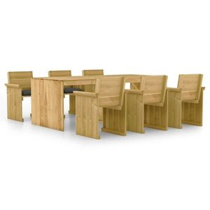 vidaXL Set mobilier de exterior cu perne, 7 piese, lemn de pin tratat imagine