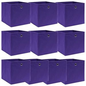 vidaXL Cutii depozitare, 10 buc., violet, 32x32x32 cm, textil imagine