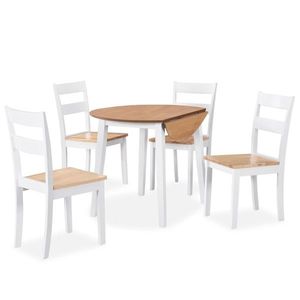 vidaXL Set mobilier de bucătărie, 5 piese, MDF și lemn de hevea, alb imagine