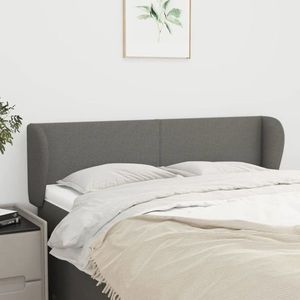 vidaXL Tăblie de pat cu aripioare gri închis 147x23x78/88 cm textil imagine