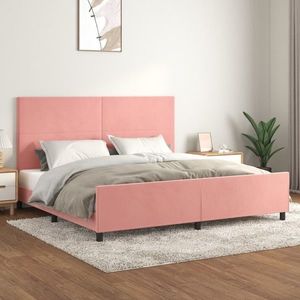 vidaXL Cadru de pat, roz, 200x200 cm, catifea imagine