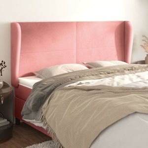 vidaXL Tăblie de pat cu aripioare, roz, 203x23x118/128 cm, catifea imagine