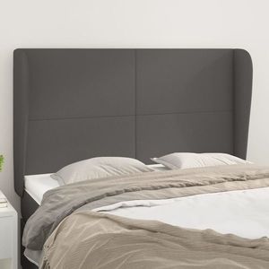 vidaXL Tăblie de pat cu aripioare gri 147x23x118/128 cm piele eco imagine