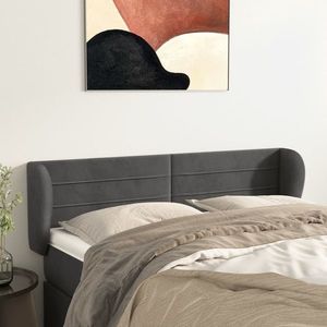 vidaXL Tăblie de pat cu aripioare gri închis 147x23x78/88 cm catifea imagine