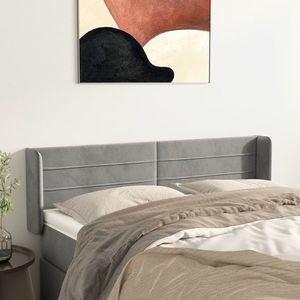 vidaXL Tăblie de pat cu aripioare gri deschis 147x16x78/88 cm catifea imagine