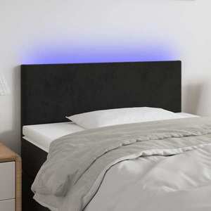 vidaXL Tăblie de pat cu LED, negru, 90x5x78/88 cm, catifea imagine