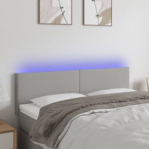 vidaXL Tăblie de pat cu LED, gri deschis, 144x5x78/88 cm, textil imagine