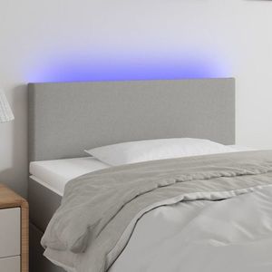 vidaXL Tăblie de pat cu LED, gri deschis, 90x5x78/88 cm, textil imagine