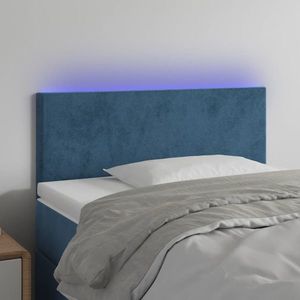 vidaXL Tăblie de pat cu LED, albastru închis, 90x5x78/88 cm, catifea imagine