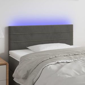 vidaXL Tăblie de pat cu LED, gri închis, 90x5x78/88 cm, catifea imagine