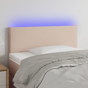 vidaXL Tăblie de pat cu LED cappuccino 100x5x78/88 cm piele ecologică imagine