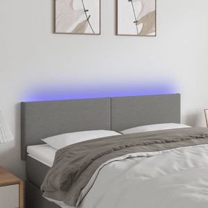 vidaXL Tăblie de pat cu LED, gri închis, 144x5x78/88 cm, textil imagine