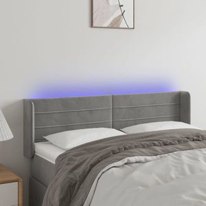 vidaXL Tăblie de pat cu LED, gri deschis, 147x16x78/88 cm, catifea imagine