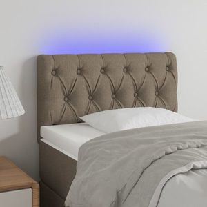 vidaXL Tăblie de pat cu LED, gri taupe, 80x7x78/88 cm, textil imagine