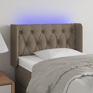 vidaXL Tăblie de pat cu LED, gri taupe, 83x16x78/88 cm, textil imagine