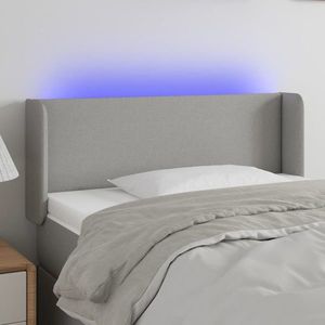 vidaXL Tăblie de pat cu LED, gri deschis, 93x16x78/88 cm, textil imagine