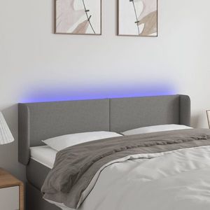 vidaXL Tăblie de pat cu LED, gri închis, 147x16x78/88 cm, textil imagine