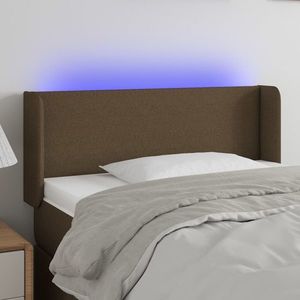 vidaXL Tăblie de pat cu LED, maro închis, 103x16x78/88 cm, textil imagine