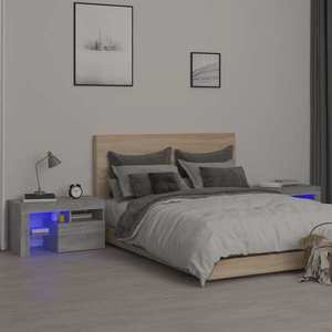 vidaXL Noptieră cu lumini LED, sonoma gri, lemn prelucrat imagine
