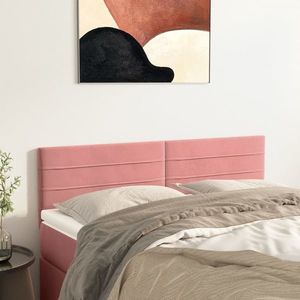 vidaXL Tăblii de pat, 2 buc, roz, 72x5x78/88 cm, catifea imagine
