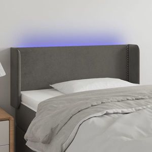 vidaXL Tăblie de pat cu LED, gri închis, 103x16x78/88 cm, catifea imagine