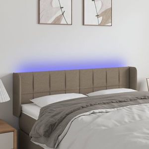 vidaXL Tăblie de pat cu LED, gri taupe, 147x16x78/88 cm, textil imagine