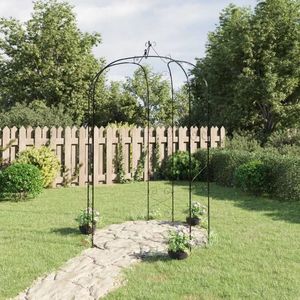 vidaXL Arcadă de grădină, negru, Ø180x255 cm, oțel imagine