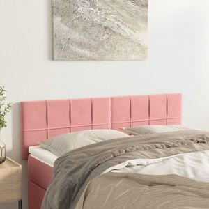 vidaXL Tăblii de pat, 2 buc, roz, 72x5x78/88 cm, catifea imagine