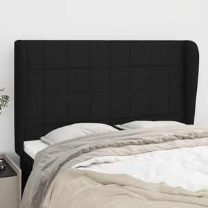 vidaXL Tăblie de pat cu aripioare, negru, 147x23x118/128 cm, textil imagine