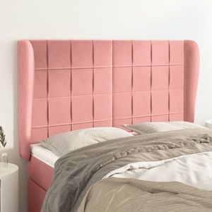 vidaXL Tăblie de pat cu aripioare, roz, 147x23x118/128 cm, catifea imagine