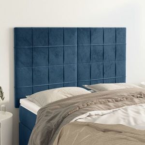 vidaXL Tăblii de pat, 4 buc, albastru închis, 72x5x78/88 cm, catifea imagine