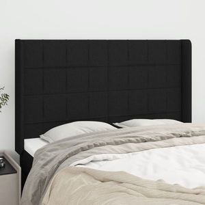 vidaXL Tăblie de pat cu aripioare, negru, 147x16x118/128 cm, textil imagine