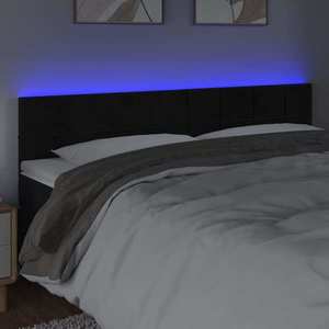 vidaXL Tăblie de pat cu LED, negru, 180x5x78/88 cm, catifea imagine